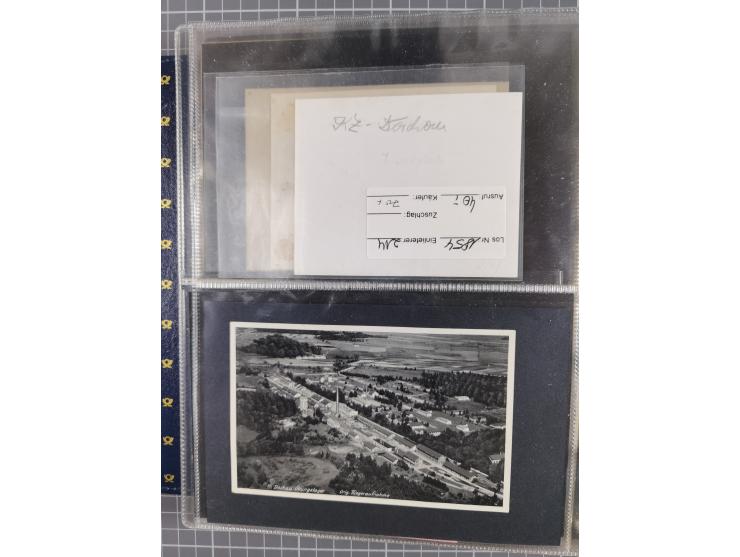 KZ Dachau, Dokumentation von 4 KZ-Briefen, einem Einlieferungsschein über 25 RM an einen Häftling im KZ Dachau, dazu ein größ