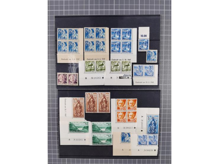 1945-48, Marken meist postfrisch und in Einheiten, auf Einsteckkarten und in Auswahlheften mit vielen Druckdaten&nbsp;