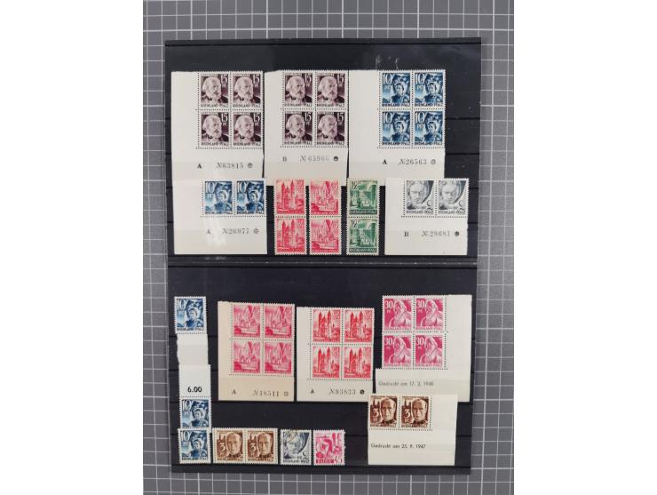 1945-48, Marken meist postfrisch und in Einheiten, auf Einsteckkarten und in Auswahlheften mit vielen Druckdaten&nbsp;