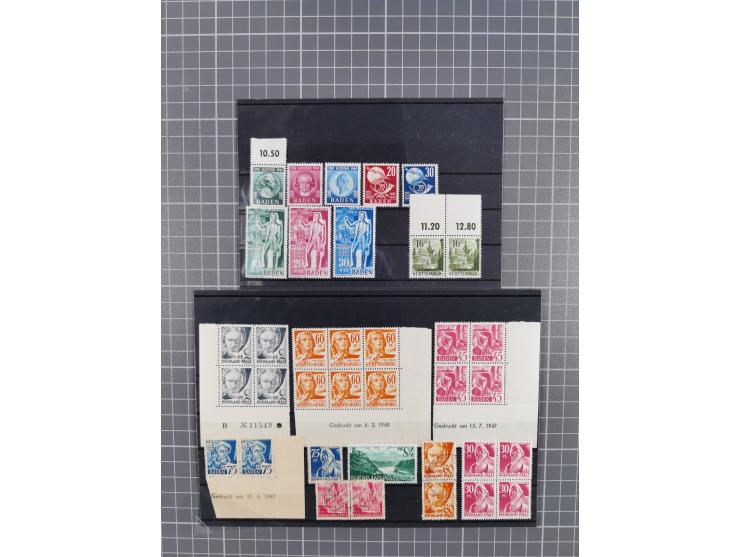 1945-48, Marken meist postfrisch und in Einheiten, auf Einsteckkarten und in Auswahlheften mit vielen Druckdaten&nbsp;