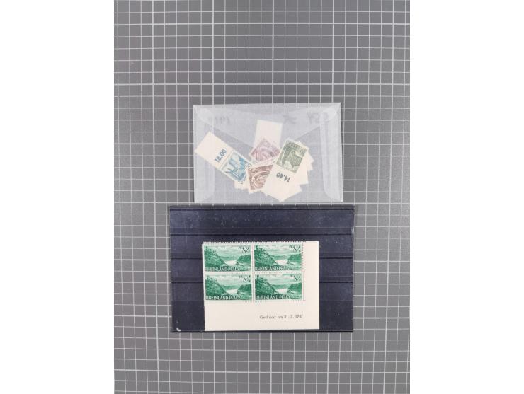 1945-48, Marken meist postfrisch und in Einheiten, auf Einsteckkarten und in Auswahlheften mit vielen Druckdaten&nbsp;