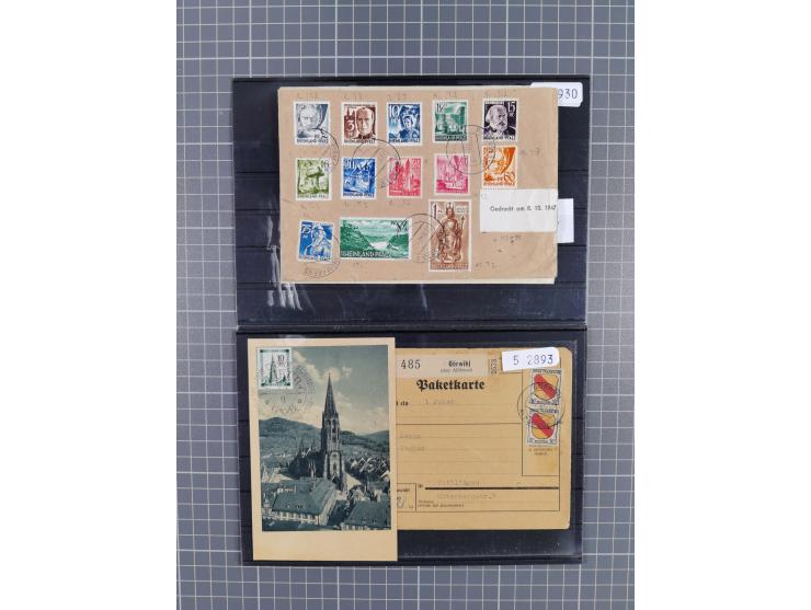 1945-49, Kleine Briefepartie mit Einschreiben, Luftpost nach Rom, Gebühr Bezahlt Aufdruck auf Ganzsache, Allensbach Notstempe