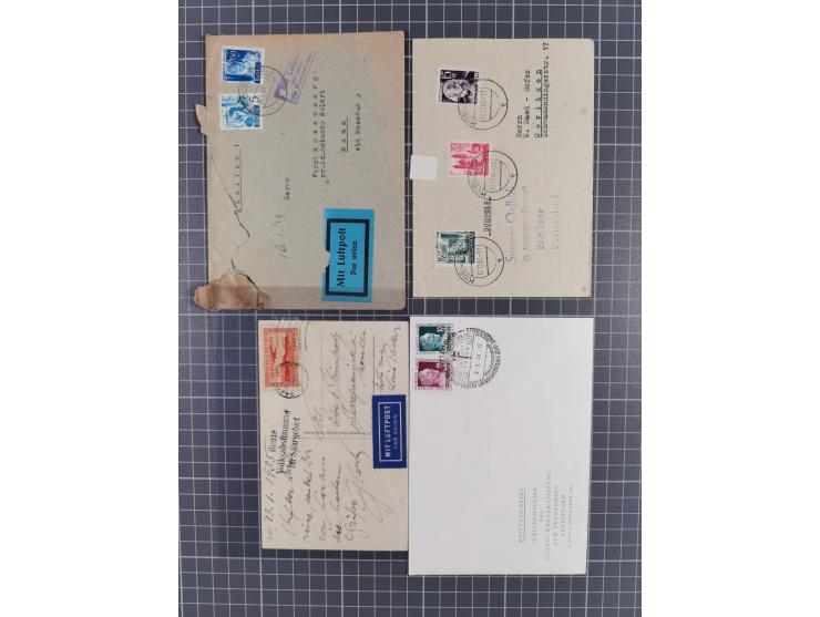 1945-49, Kleine Briefepartie mit Einschreiben, Luftpost nach Rom, Gebühr Bezahlt Aufdruck auf Ganzsache, Allensbach Notstempe