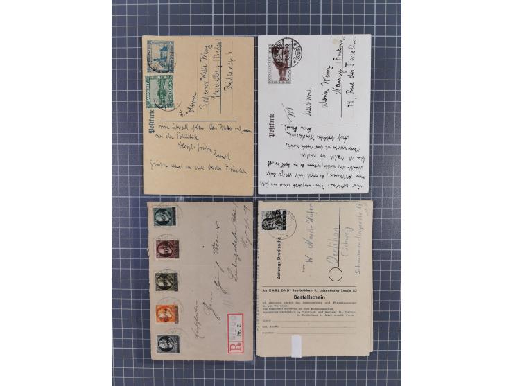 1945-49, Kleine Briefepartie mit Einschreiben, Luftpost nach Rom, Gebühr Bezahlt Aufdruck auf Ganzsache, Allensbach Notstempe