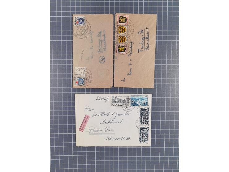 1945-49, Kleine Briefepartie mit Einschreiben, Luftpost nach Rom, Gebühr Bezahlt Aufdruck auf Ganzsache, Allensbach Notstempe