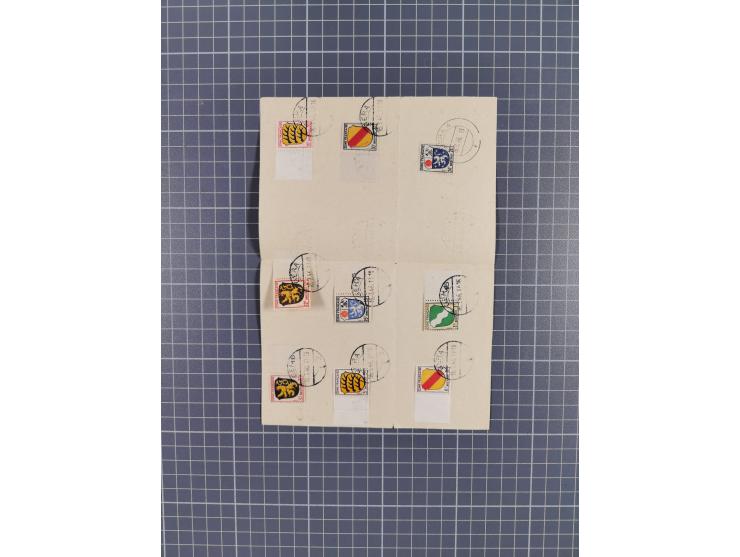 1945-49, Kleine Briefepartie mit Einschreiben, Luftpost nach Rom, Gebühr Bezahlt Aufdruck auf Ganzsache, Allensbach Notstempe