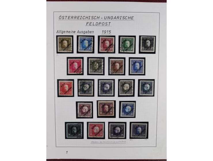 1915/18, meist gestempelte Sammlung mit u.a. Mi.-Nr. 1-21 und Ausgaben für Serbien mit u.a. Mi.-Nr. 1-21 (Werte 3-10 K. signi