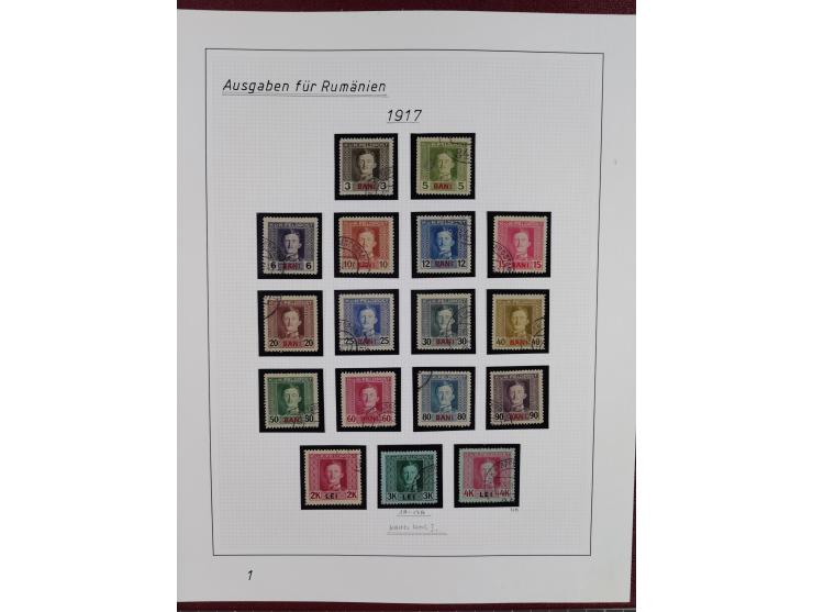 1915/18, meist gestempelte Sammlung mit u.a. Mi.-Nr. 1-21 und Ausgaben für Serbien mit u.a. Mi.-Nr. 1-21 (Werte 3-10 K. signi
