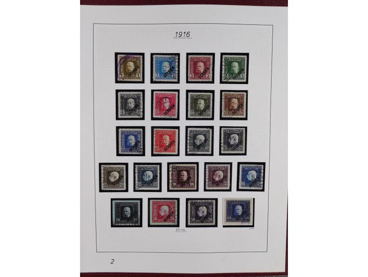 1915/18, meist gestempelte Sammlung mit u.a. Mi.-Nr. 1-21 und Ausgaben für Serbien mit u.a. Mi.-Nr. 1-21 (Werte 3-10 K. signi