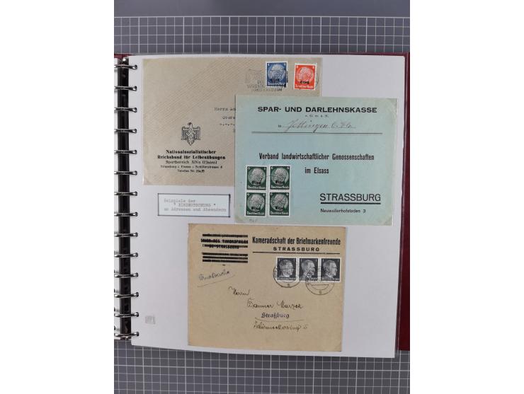 1940/44, interessante Sammlung inkl. Lothringen und Luxemburg mit ca. 140 Briefen, Karten und Ganzsachen sowie etwas an losen