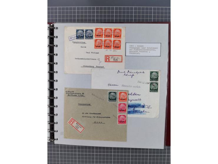 1940/44, interessante Sammlung inkl. Lothringen und Luxemburg mit ca. 140 Briefen, Karten und Ganzsachen sowie etwas an losen