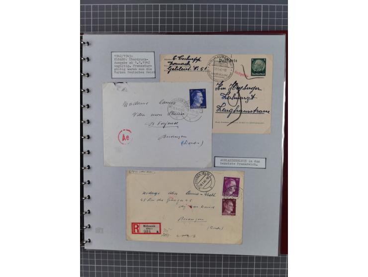 1940/44, interessante Sammlung inkl. Lothringen und Luxemburg mit ca. 140 Briefen, Karten und Ganzsachen sowie etwas an losen