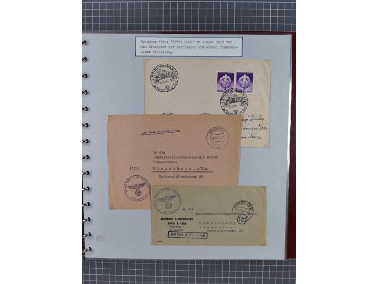 1940/44, interessante Sammlung inkl. Lothringen und Luxemburg mit ca. 140 Briefen, Karten und Ganzsachen sowie etwas an losen