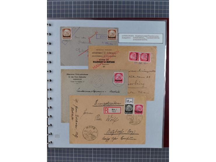 1940/44, interessante Sammlung inkl. Lothringen und Luxemburg mit ca. 140 Briefen, Karten und Ganzsachen sowie etwas an losen