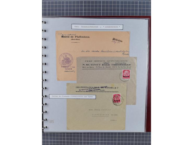 1940/44, interessante Sammlung inkl. Lothringen und Luxemburg mit ca. 140 Briefen, Karten und Ganzsachen sowie etwas an losen