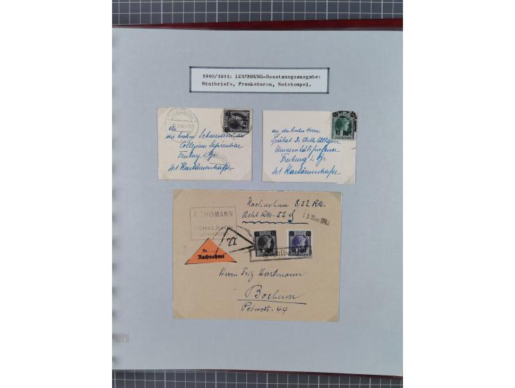 1940/44, interessante Sammlung inkl. Lothringen und Luxemburg mit ca. 140 Briefen, Karten und Ganzsachen sowie etwas an losen