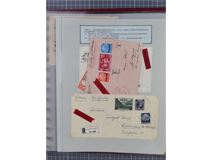 1940/44, interessante Sammlung inkl. Lothringen und Luxemburg mit ca. 140 Briefen, Karten und Ganzsachen sowie etwas an losen