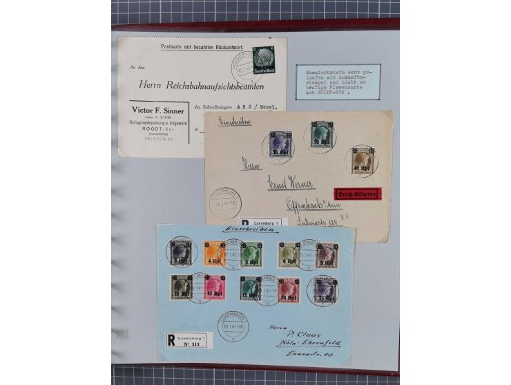 1940/44, interessante Sammlung inkl. Lothringen und Luxemburg mit ca. 140 Briefen, Karten und Ganzsachen sowie etwas an losen
