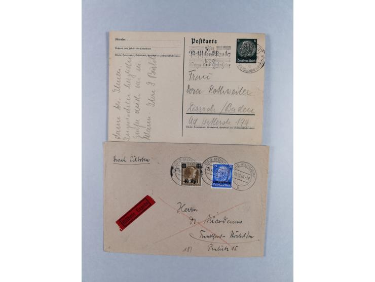 1940/44, interessante Sammlung inkl. Lothringen und Luxemburg mit ca. 140 Briefen, Karten und Ganzsachen sowie etwas an losen