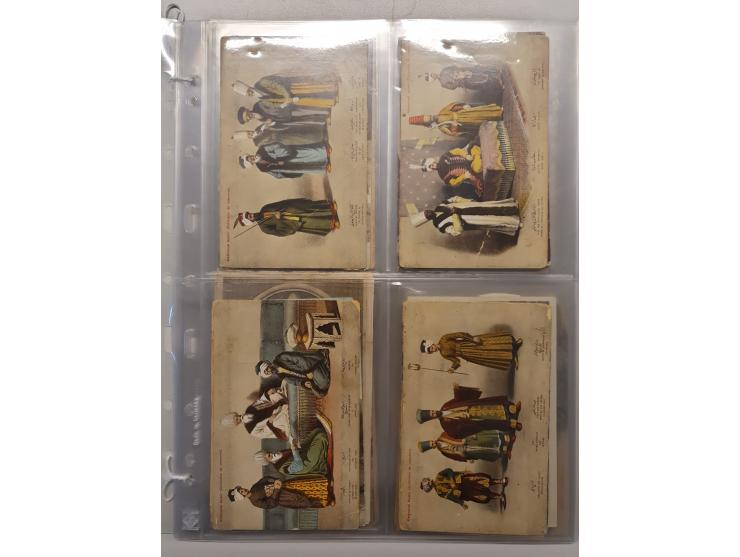 Turkey, 1900-20, 43 postcards Smyrna, Bursa, Constantinople, costumes, workers, mosques, palais, railway Salonique in folder
