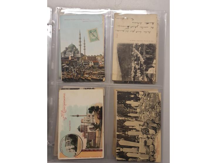 Turkey, 1900-20, 43 postcards Smyrna, Bursa, Constantinople, costumes, workers, mosques, palais, railway Salonique in folder