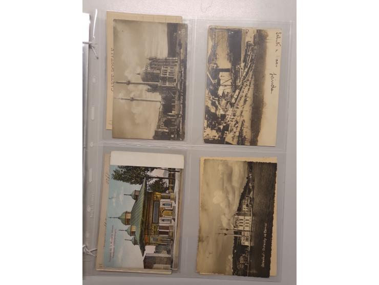Turkey, 1900-20, 43 postcards Smyrna, Bursa, Constantinople, costumes, workers, mosques, palais, railway Salonique in folder