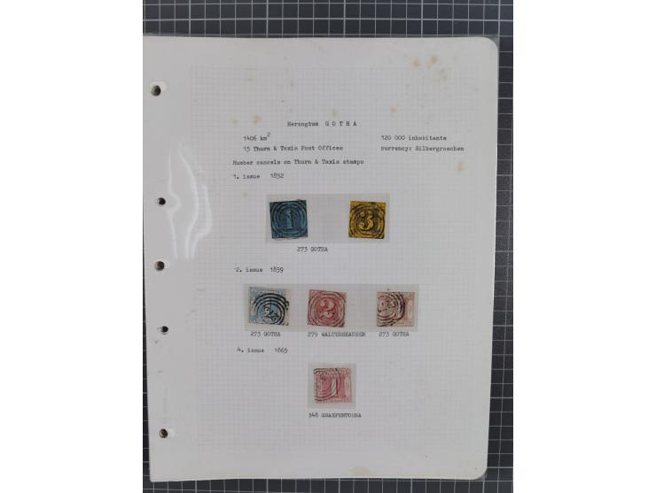 1849/75, interessante Stempel-Sammlung mit Schwerpunkt bei den Einkreisstempeln auf losen Marken und schönen Briefstücken, da