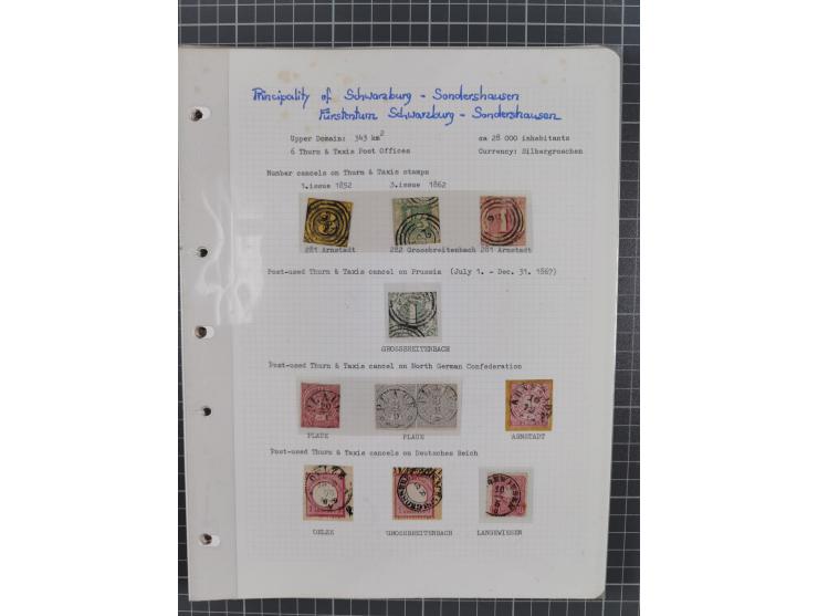 1849/75, interessante Stempel-Sammlung mit Schwerpunkt bei den Einkreisstempeln auf losen Marken und schönen Briefstücken, da