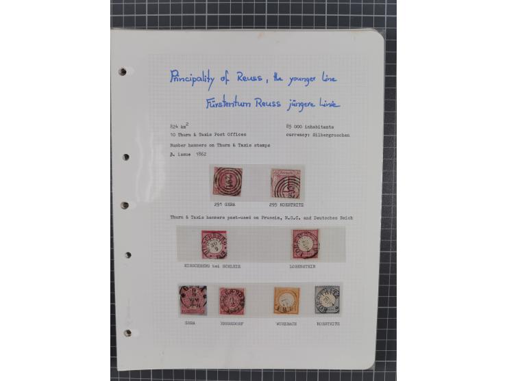 1849/75, interessante Stempel-Sammlung mit Schwerpunkt bei den Einkreisstempeln auf losen Marken und schönen Briefstücken, da