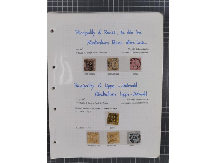 1849/75, interessante Stempel-Sammlung mit Schwerpunkt bei den Einkreisstempeln auf losen Marken und schönen Briefstücken, da