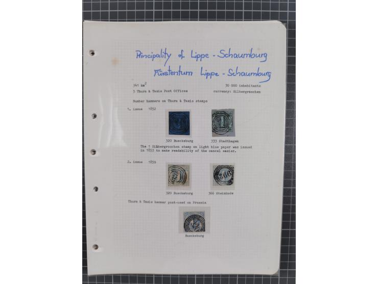 1849/75, interessante Stempel-Sammlung mit Schwerpunkt bei den Einkreisstempeln auf losen Marken und schönen Briefstücken, da