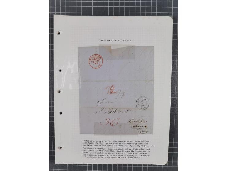 1849/75, interessante Stempel-Sammlung mit Schwerpunkt bei den Einkreisstempeln auf losen Marken und schönen Briefstücken, da