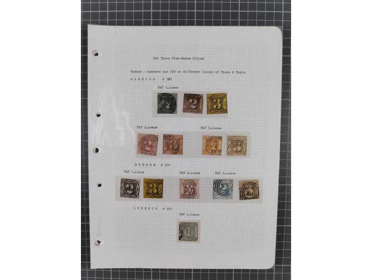 1849/75, interessante Stempel-Sammlung mit Schwerpunkt bei den Einkreisstempeln auf losen Marken und schönen Briefstücken, da