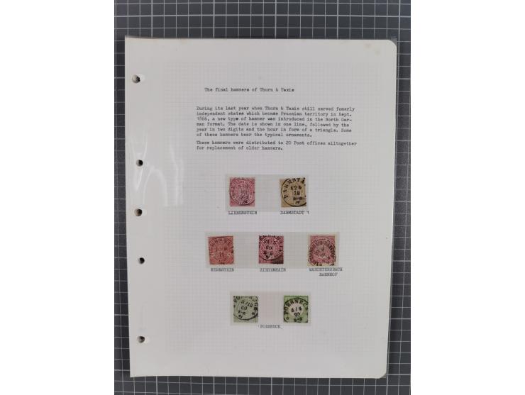 1849/75, interessante Stempel-Sammlung mit Schwerpunkt bei den Einkreisstempeln auf losen Marken und schönen Briefstücken, da