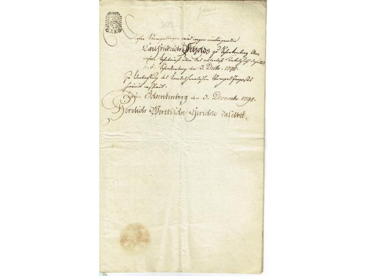 FISKAL-DOKUMENTE: 1682/1872, umfangreiche Forschungssammlung mit fast 290 Stempelpapieren mit vielen Seltenheiten bzw. Unikat