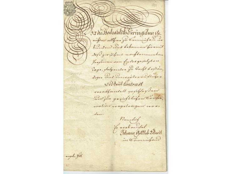 FISKAL-DOKUMENTE: 1682/1872, umfangreiche Forschungssammlung mit fast 290 Stempelpapieren mit vielen Seltenheiten bzw. Unikat