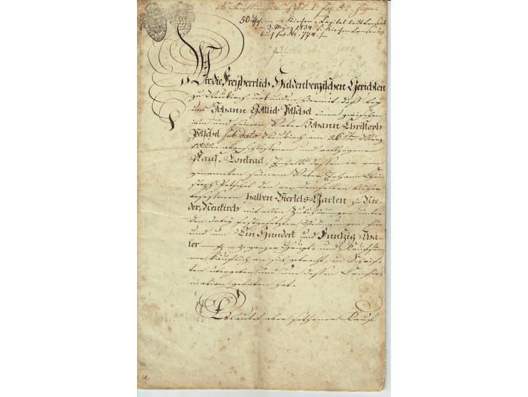 FISKAL-DOKUMENTE: 1682/1872, umfangreiche Forschungssammlung mit fast 290 Stempelpapieren mit vielen Seltenheiten bzw. Unikat