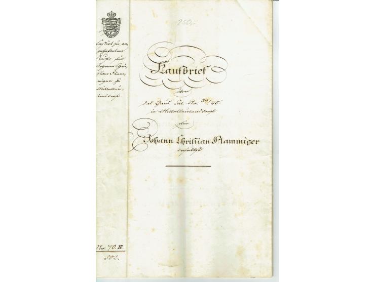 FISKAL-DOKUMENTE: 1682/1872, umfangreiche Forschungssammlung mit fast 290 Stempelpapieren mit vielen Seltenheiten bzw. Unikat