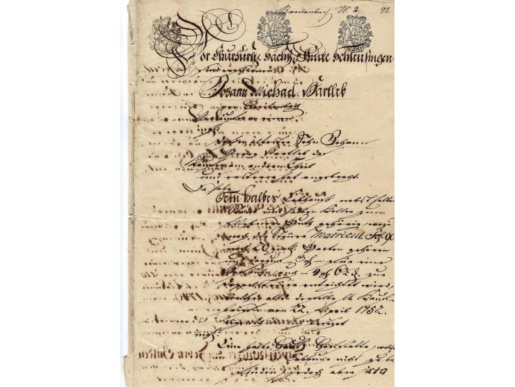 FISKAL-DOKUMENTE: 1682/1872, umfangreiche Forschungssammlung mit fast 290 Stempelpapieren mit vielen Seltenheiten bzw. Unikat