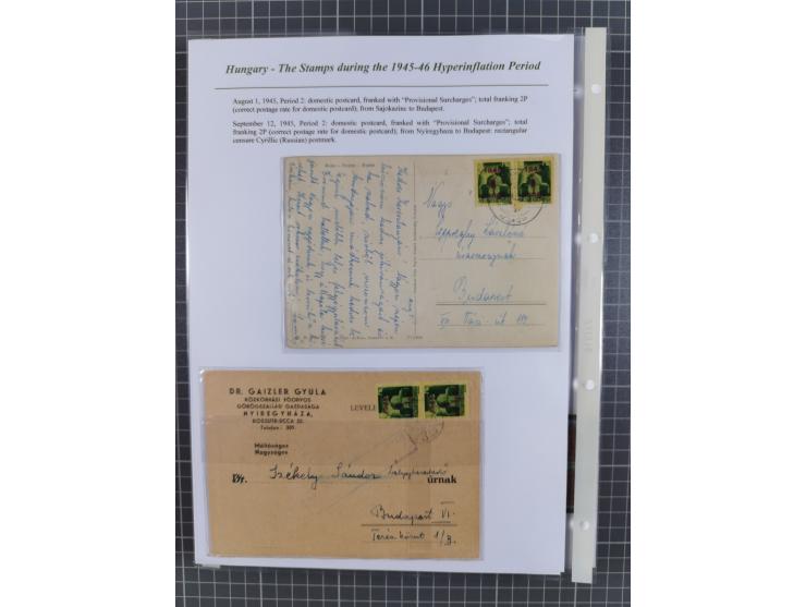 1945/46, exhibition collection “The stamps during the 1945-46 Hyperinflation Period” with stamps and around 210 covers, cards