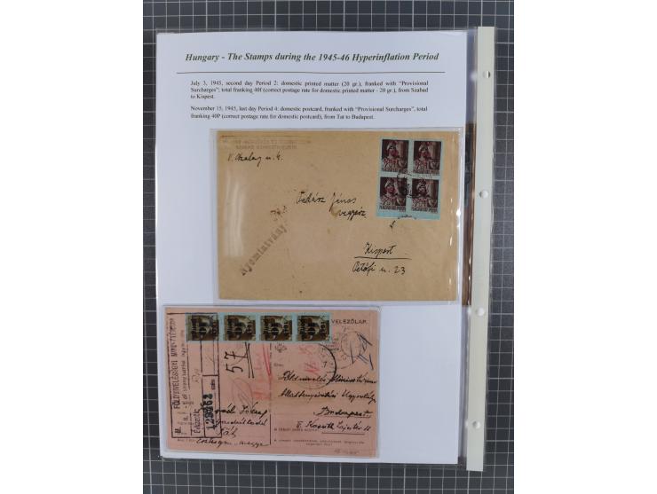 1945/46, exhibition collection “The stamps during the 1945-46 Hyperinflation Period” with stamps and around 210 covers, cards