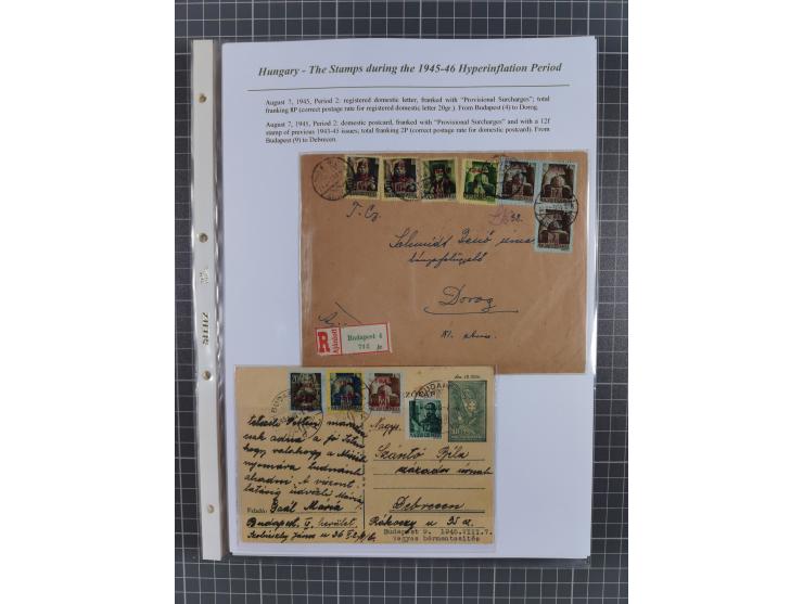 1945/46, exhibition collection “The stamps during the 1945-46 Hyperinflation Period” with stamps and around 210 covers, cards