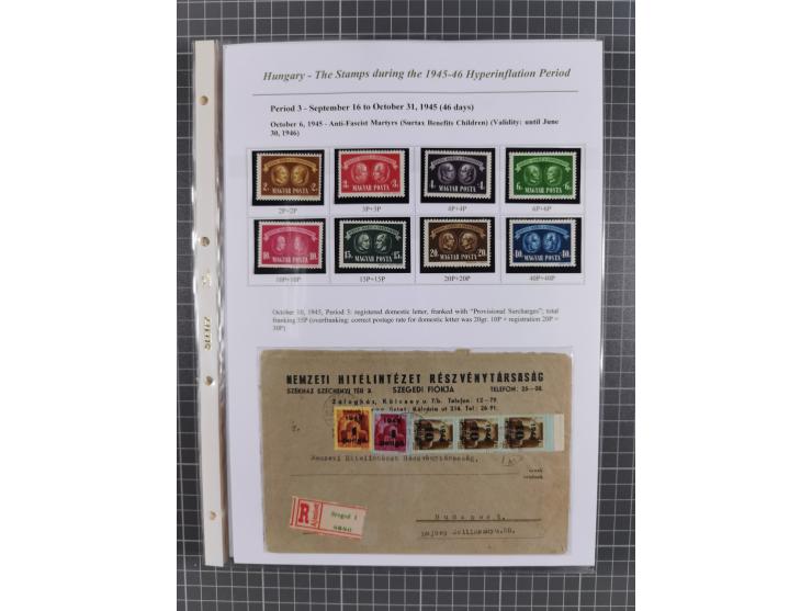 1945/46, exhibition collection “The stamps during the 1945-46 Hyperinflation Period” with stamps and around 210 covers, cards