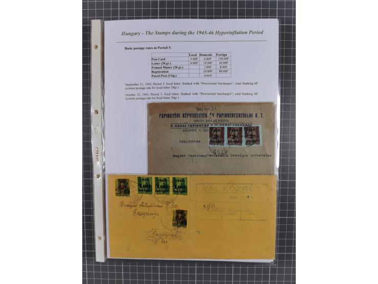 1945/46, exhibition collection “The stamps during the 1945-46 Hyperinflation Period” with stamps and around 210 covers, cards
