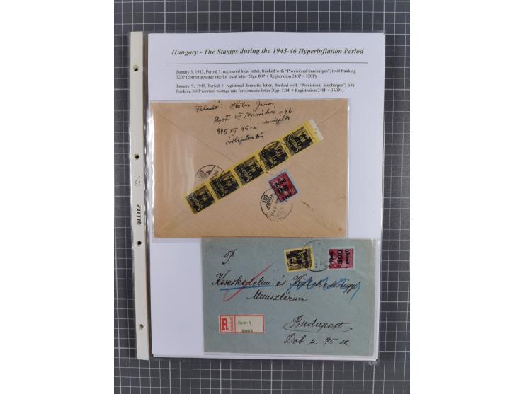1945/46, exhibition collection “The stamps during the 1945-46 Hyperinflation Period” with stamps and around 210 covers, cards