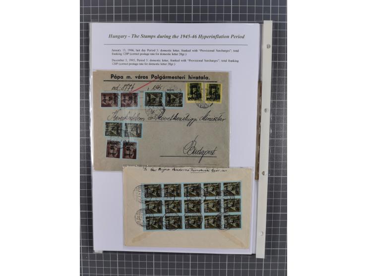 1945/46, exhibition collection “The stamps during the 1945-46 Hyperinflation Period” with stamps and around 210 covers, cards