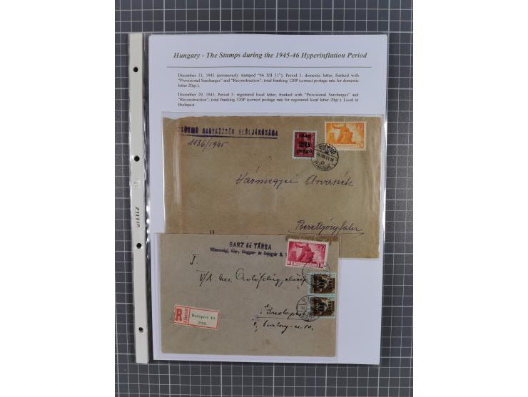 1945/46, exhibition collection “The stamps during the 1945-46 Hyperinflation Period” with stamps and around 210 covers, cards