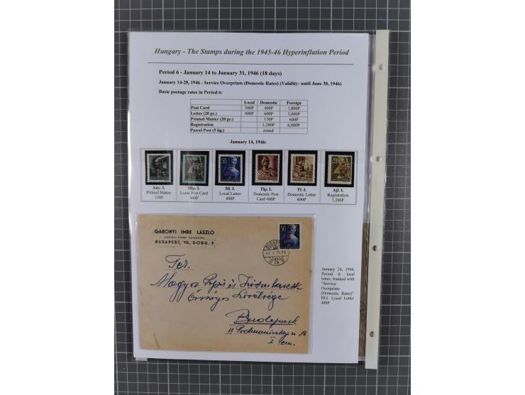 1945/46, exhibition collection “The stamps during the 1945-46 Hyperinflation Period” with stamps and around 210 covers, cards