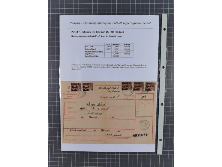 1945/46, exhibition collection “The stamps during the 1945-46 Hyperinflation Period” with stamps and around 210 covers, cards