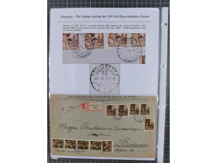 1945/46, exhibition collection “The stamps during the 1945-46 Hyperinflation Period” with stamps and around 210 covers, cards